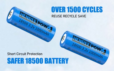 Baterie reîncărcabilă HENREEPOW 18500, Baterie de fosfat de litiu de 3,2V LIFEPO4 1000mAh pentru gar