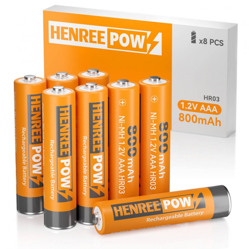 Henreepow Ni-MH AAA 800 Baterii reîncărcabile pentru lumini solare